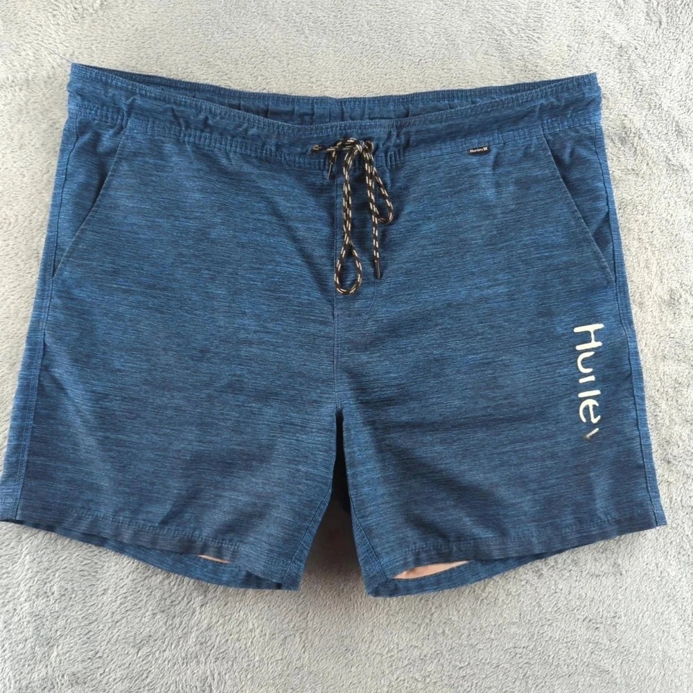 Hurley Board Shorts Mens Large Blue Heather Swim Trunks Mesh Lined Pockets Denim